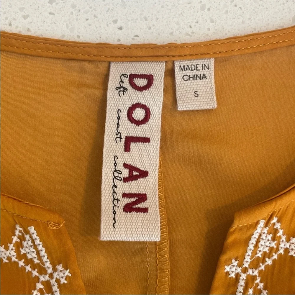 Never Worn! Anthropologie Dolan Golden Embroidered Blouse Oversized - Picture 8 of 10